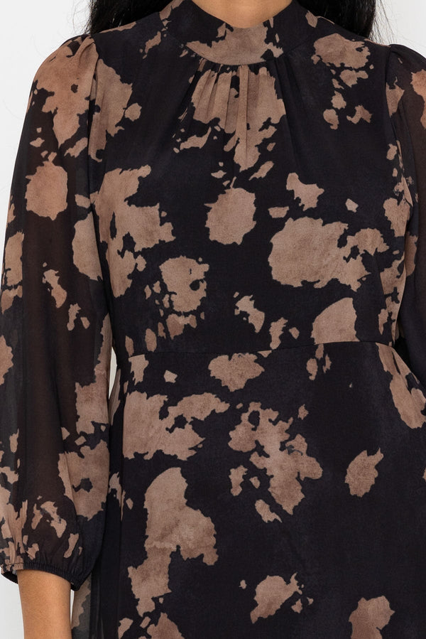 Carraig Donn Black Print Mollie Midi Dress