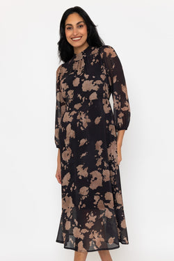 Carraig Donn Black Print Mollie Midi Dress