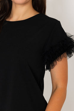 Carraig Donn Black Ruffle Sleeve Top