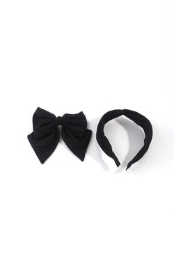 Carraig Donn Black Satin Bow And Hairband Set