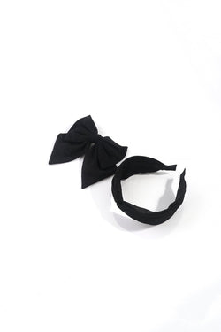 Carraig Donn Black Satin Bow And Hairband Set