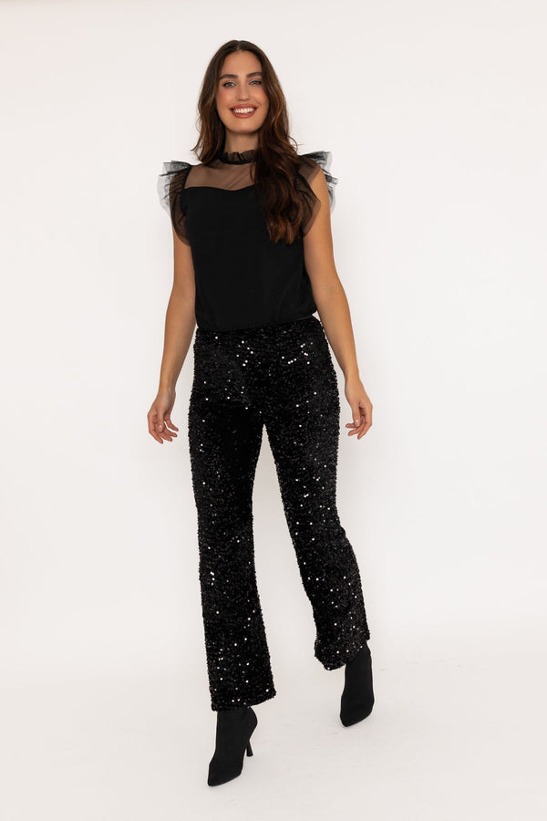 Carraig Donn Black Sequin Trousers