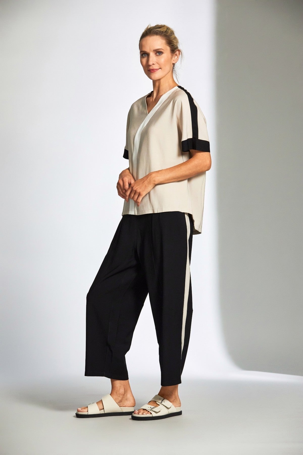 Black Side Stripe Slouch Trousers