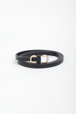 Carraig Donn Black Skinny Waist Belt - Size L/XL