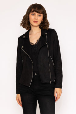 Carraig Donn Black Suede Biker Jacket