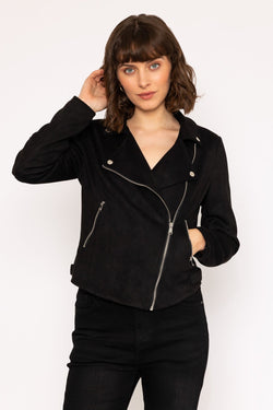 Carraig Donn Black Suede Biker Jacket