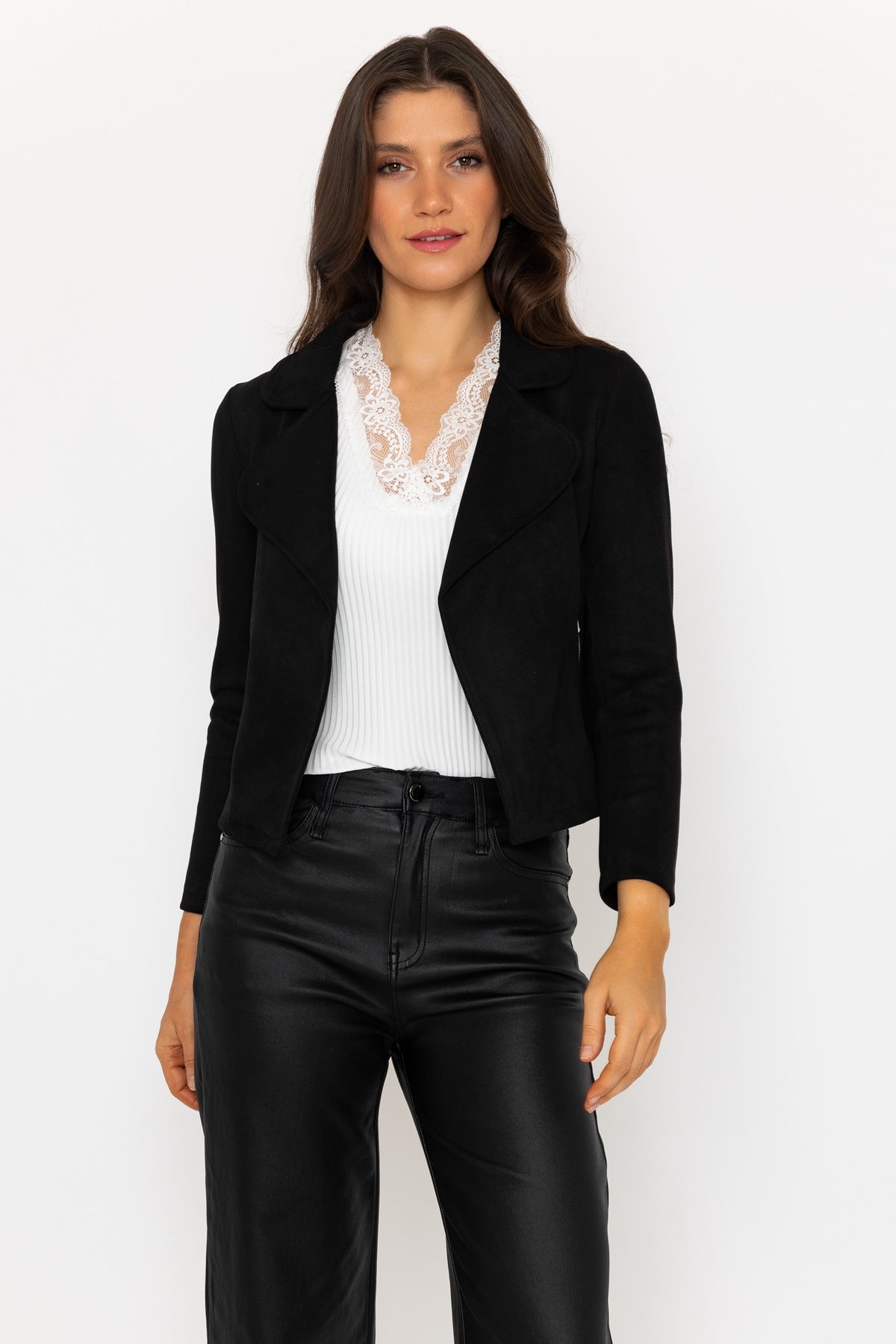 Ladies black suede jacket best sale