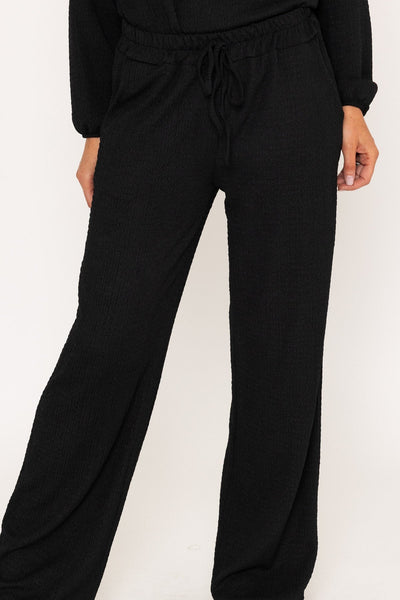 Carraig Donn Black Textured Wide Leg Trousers