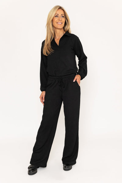 Carraig Donn Black Textured Wide Leg Trousers