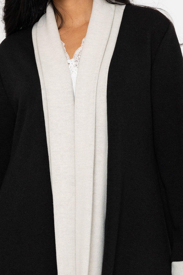 Carraig Donn Black & White Contrast Shawl Cardigan