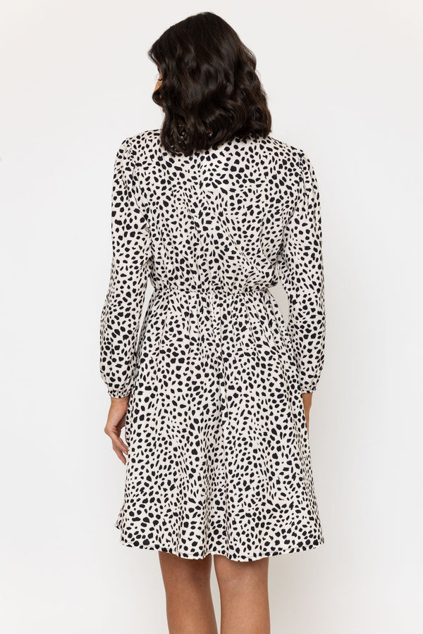 Carraig Donn Black & White Leopard Print Bow Knee Length Dress