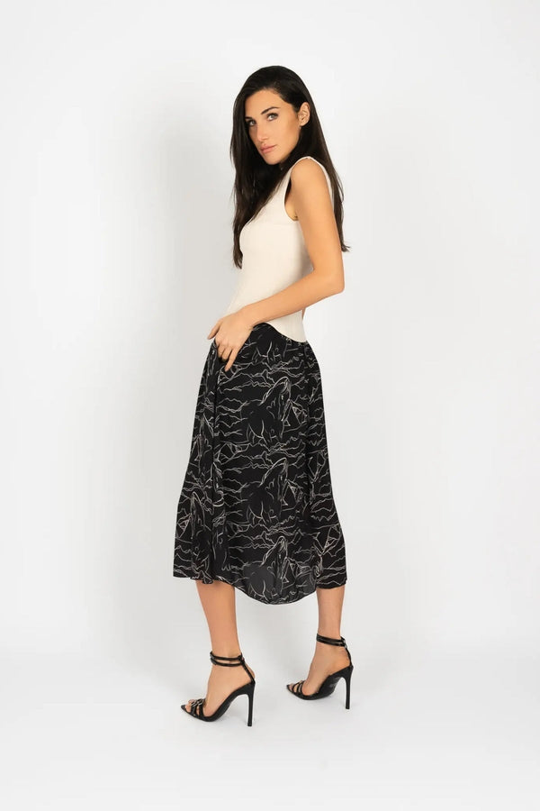 Carraig Donn Black & White Print Midi Skirt