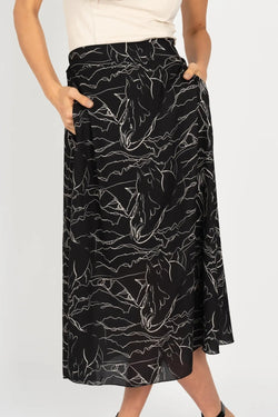 Carraig Donn Black & White Print Midi Skirt