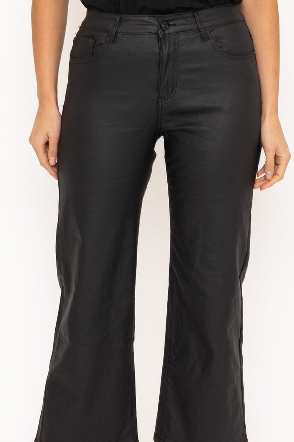 Carraig Donn Black Wide Leg Faux Lather Jeans