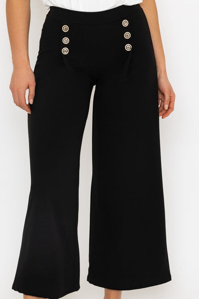 Carraig Donn Black Wide Leg Scuba Trousers