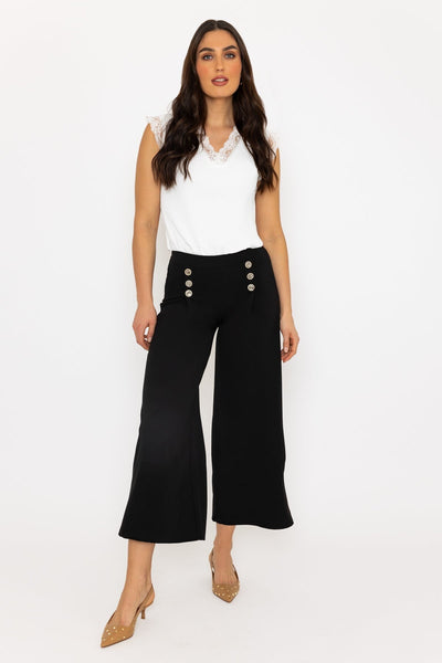 Carraig Donn Black Wide Leg Scuba Trousers