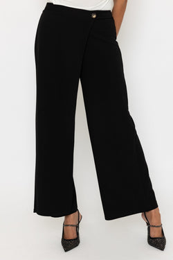 Carraig Donn Black Wrap Front Wide Leg Trousers