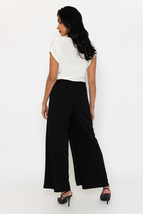 Carraig Donn Black Wrap Front Wide Leg Trousers