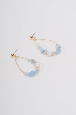 Carraig Donn Blue Beaded Teardrop Hoop Earrings