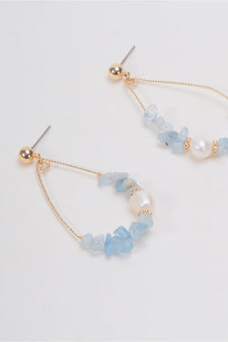 Carraig Donn Blue Beaded Teardrop Hoop Earrings