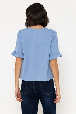 Carraig Donn Blue Button Short Sleeve Top