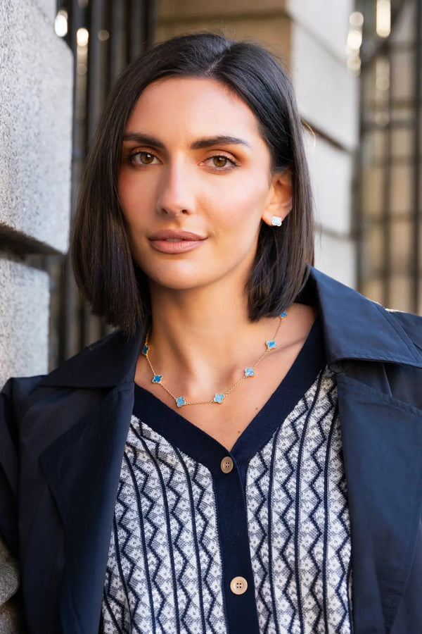 Carraig Donn Blue Clover Necklace