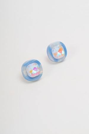 Blue Diamante Stud Earrings