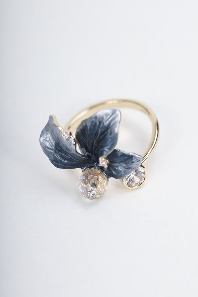 Carraig Donn Blue Flower Open Ring