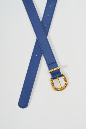 Blue Gold Buckle Classic Belt - Size S/M