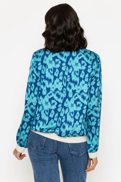 Carraig Donn Blue Leopard Print Printed Bomber Jacket