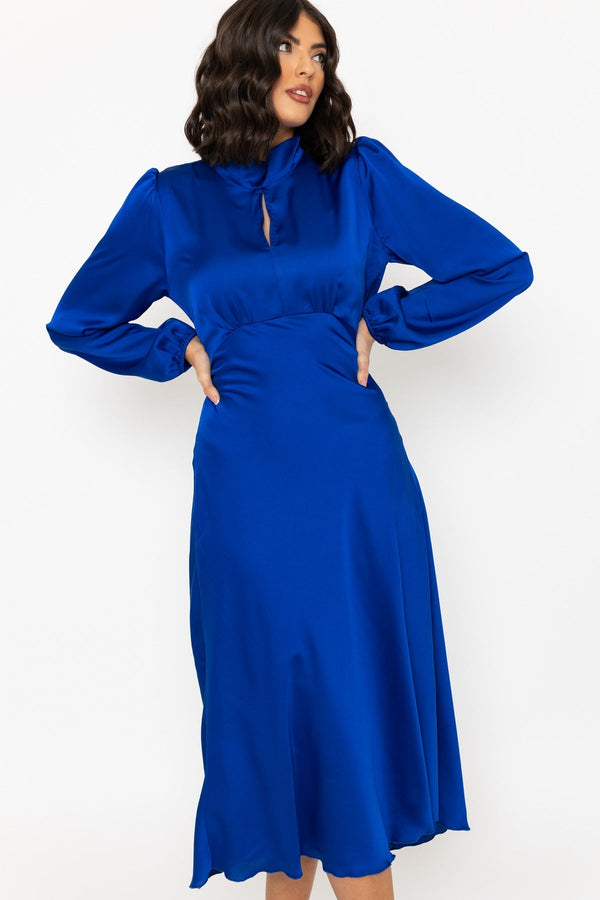 Carraig Donn Blue Long Sleeve Katherine Midi Dress