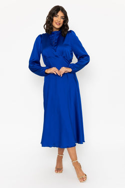 Carraig Donn Blue Long Sleeve Katherine Midi Dress