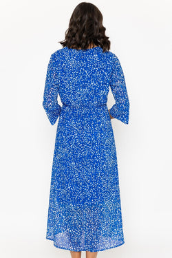 Carraig Donn Blue Polka Dot Print 3/4 Sleeve Kerry Midi Dress