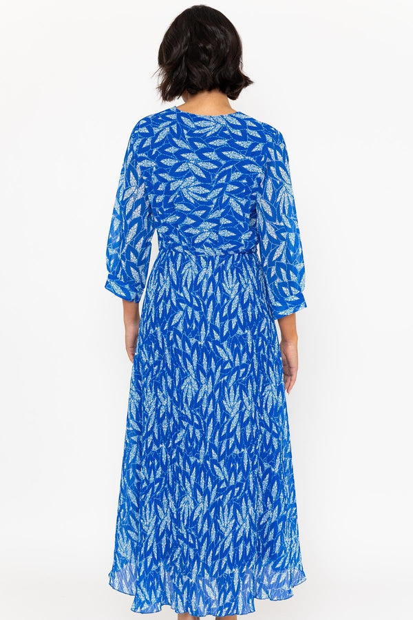 Carraig Donn Blue Print 3/4 Length Sleeve Hannah Midi Dress