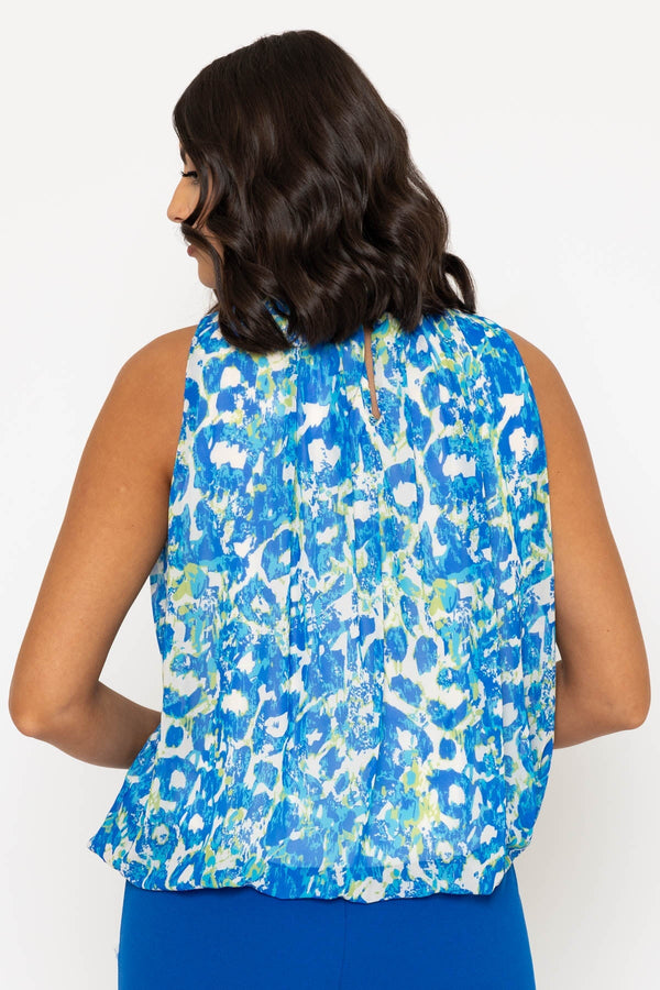 Carraig Donn Blue Printed Sleeveless Halter Top