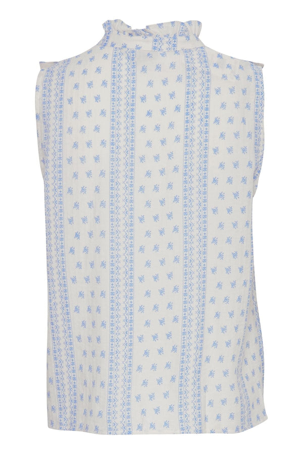 Carraig Donn Blue Sleeveless Ruffe Shirt