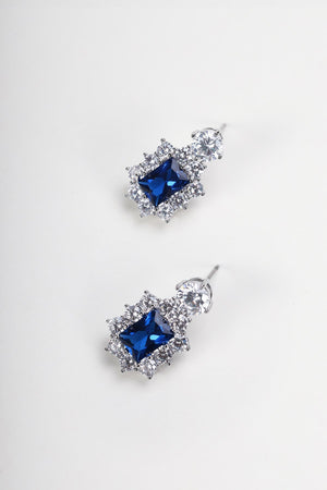 Blue Square Stone Earring