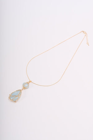 Blue Stone Drop Pendant Necklace