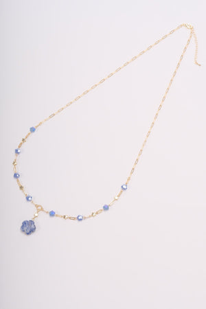 Blue Stone Flower Necklace