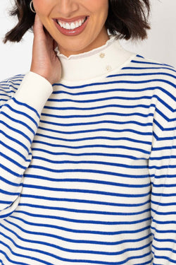 Carraig Donn Blue Stripe Cashmere Blend Turtleneck