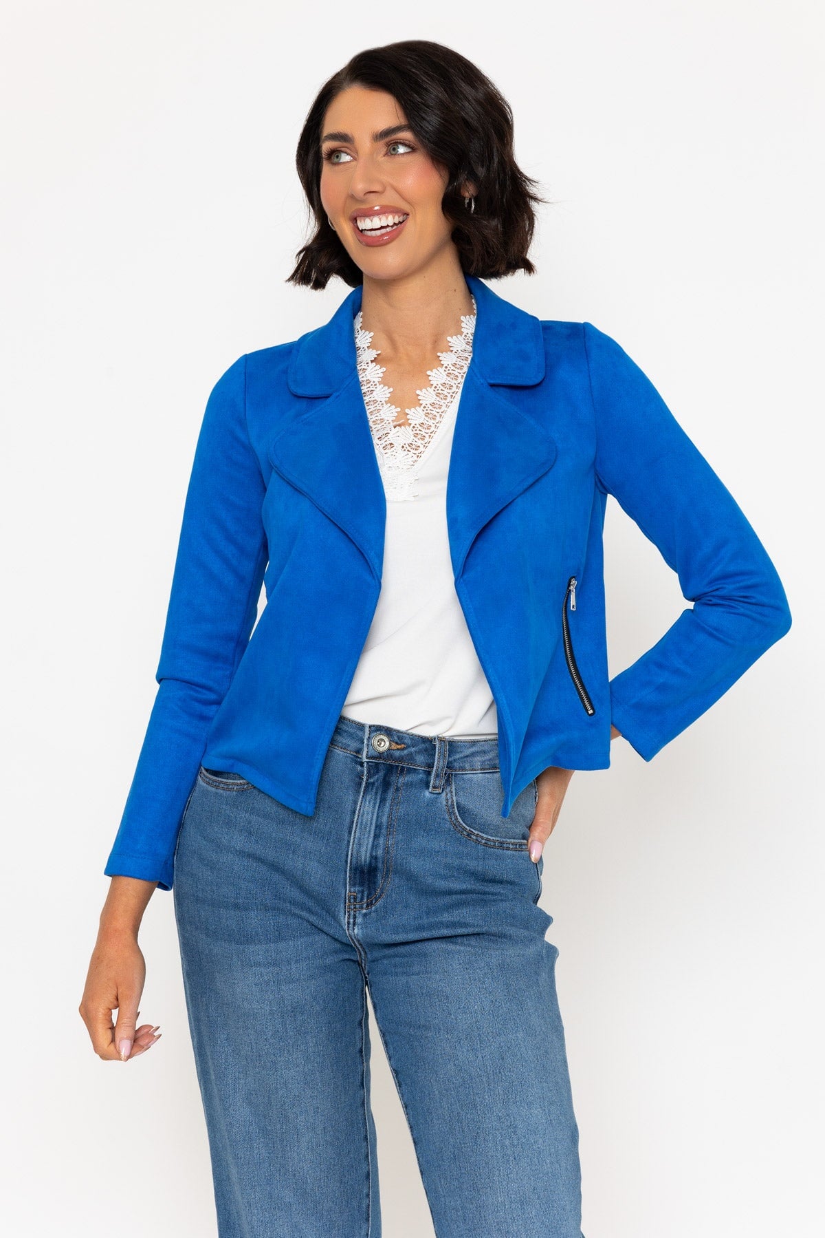 Blue Suede Cover Up Jacket