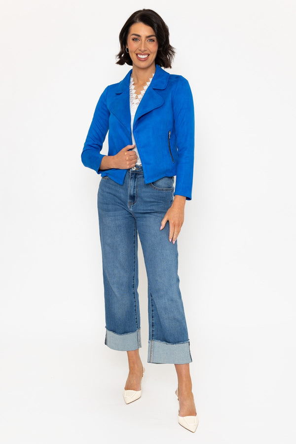 Carraig Donn Blue Suede Cover Up Jacket