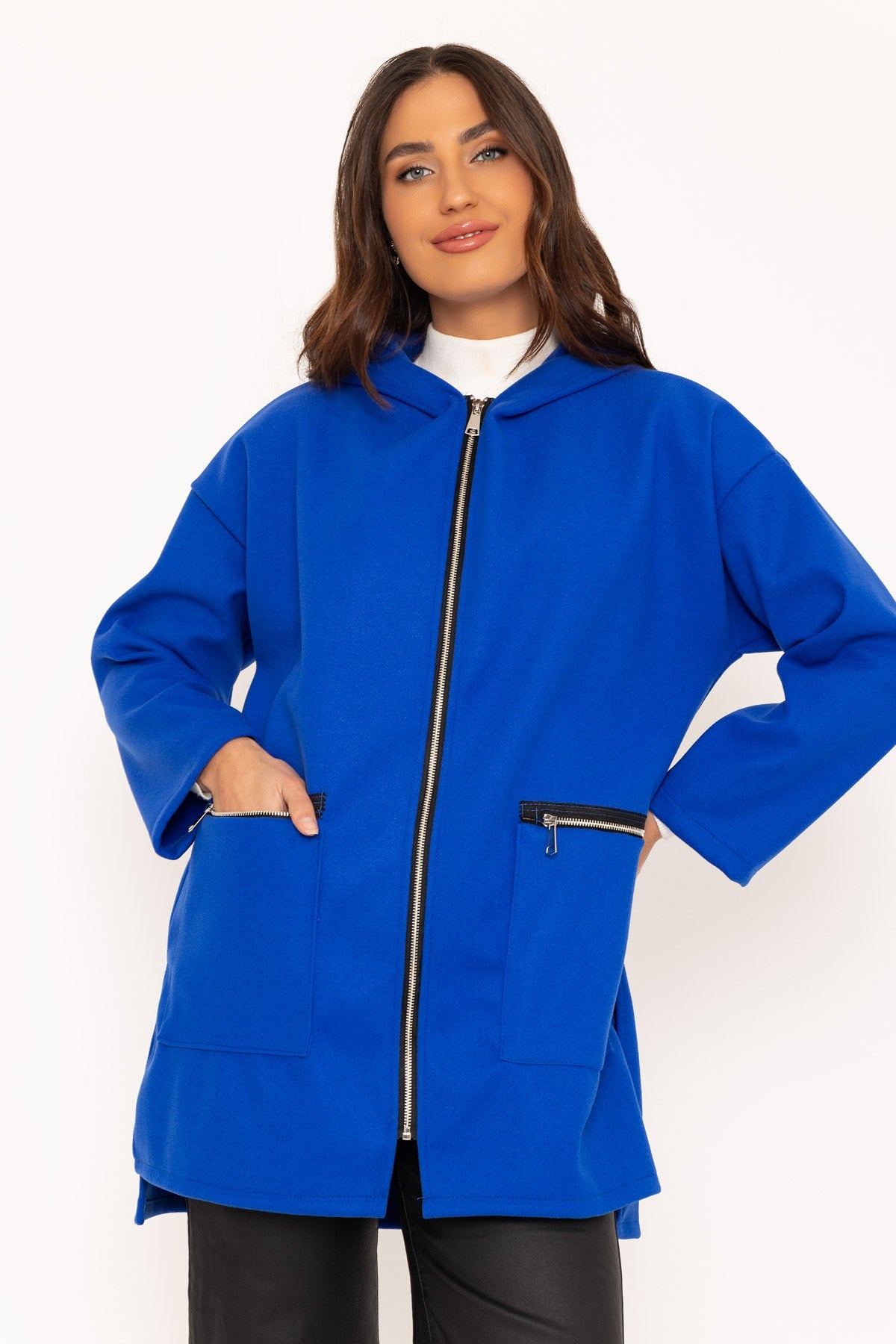 Blue Zip Up Jacket With Hood Ladies Coats Jackets Carraig Donn