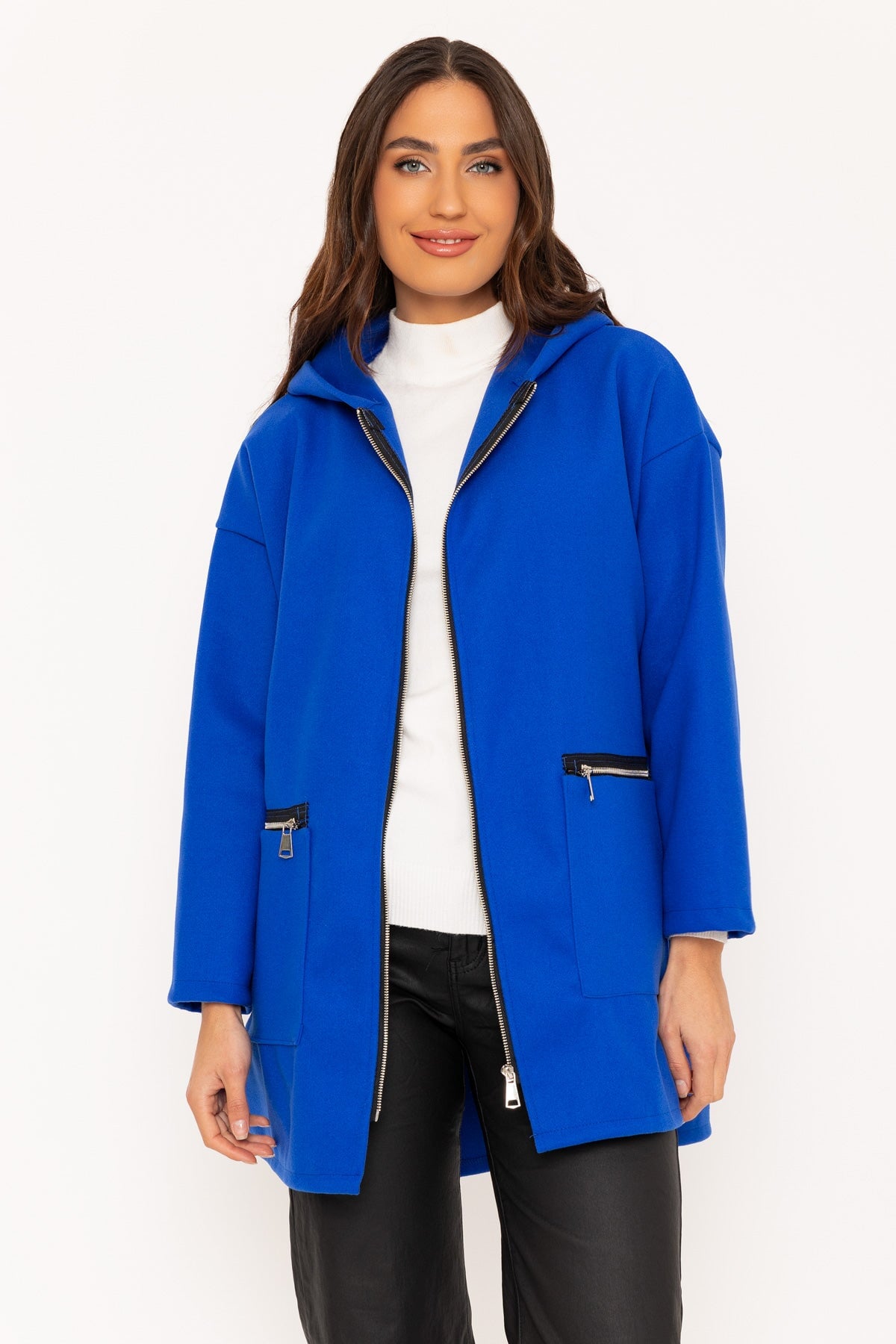 Blue Zip Up Jacket With Hood Ladies Coats Jackets Carraig Donn