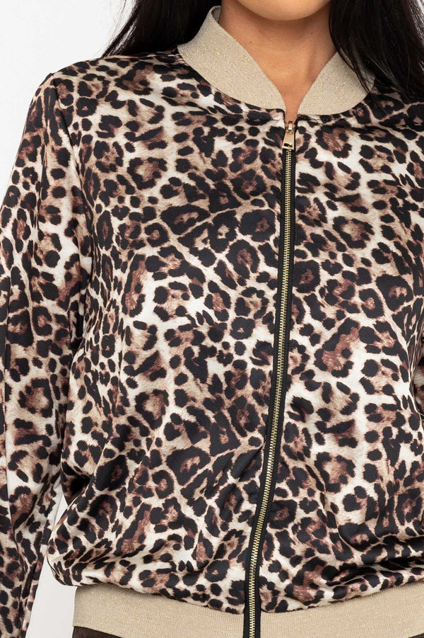 Carraig Donn Bomber Jacket in Leopard Print