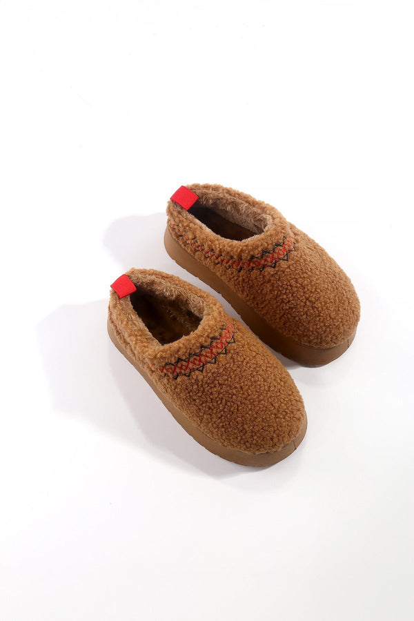 Carraig Donn Brown Borg Platform Slippers