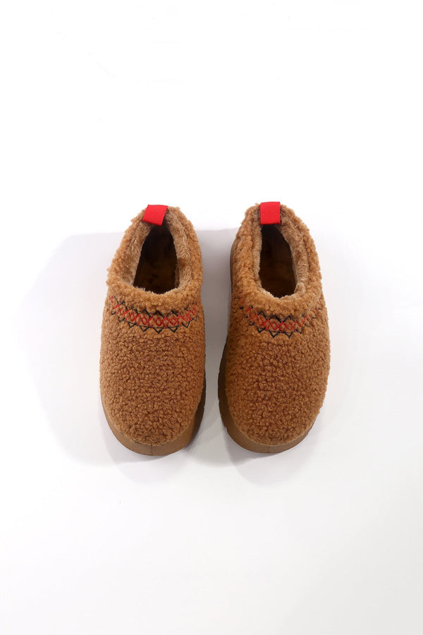 Carraig Donn Brown Borg Platform Slippers