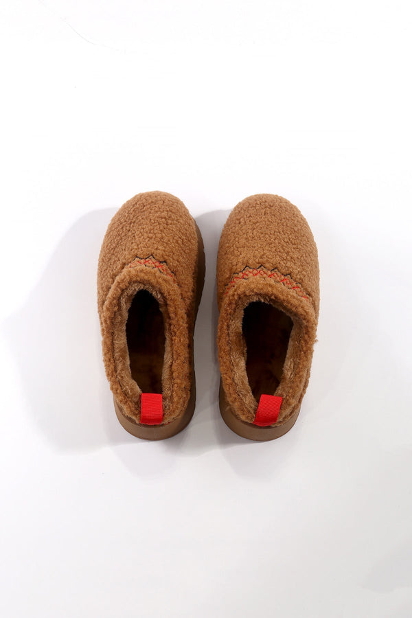 Carraig Donn Brown Borg Platform Slippers