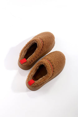 Carraig Donn Brown Borg Platform Slippers