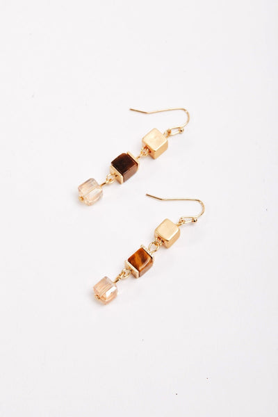 Carraig Donn Brown Cube Beaded Earrings